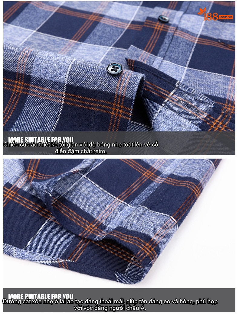 Áo Sơ Mi Tay Dài Nam Cotton Kiểu Dáng Casual Họa Tiết Kẻ Sọc Màu Xám, Xanh, Đen, Hồng... chi tiết 7