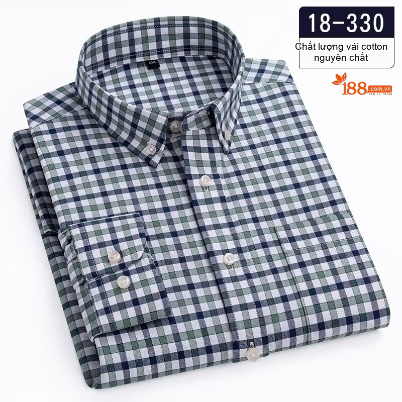 Áo Sơ Mi Tay Dài Nam Cotton Kiểu Dáng Casual Họa Tiết Kẻ Sọc Màu Xám, Xanh, Đen, Hồng... chi tiết 9