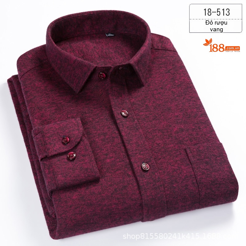 Áo Sơ Mi Tay Dài Nam Cotton Màu Trơn Trung Niên Phong Cách Doanh Nhân Màu Xanh Dương, Đỏ Rượu, Xám, Xanh Ngọc...