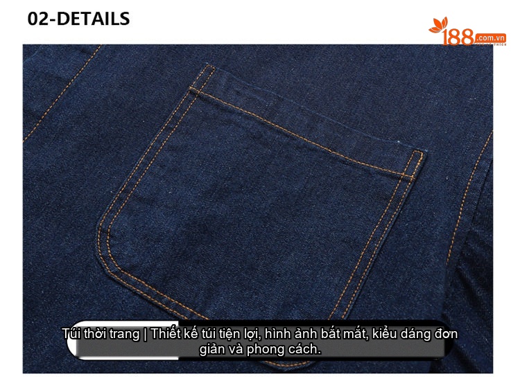 Áo Sơ Mi Tay Dài Nam Kiểu Jacket Cổ Bẻ Denim Màu Xanh Dương, Xanh Đậm chi tiết 12