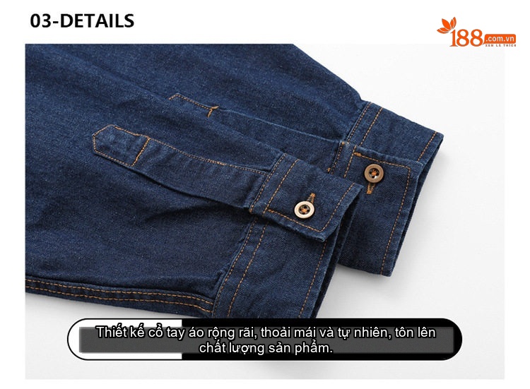 Áo Sơ Mi Tay Dài Nam Kiểu Jacket Cổ Bẻ Denim Màu Xanh Dương, Xanh Đậm chi tiết 13