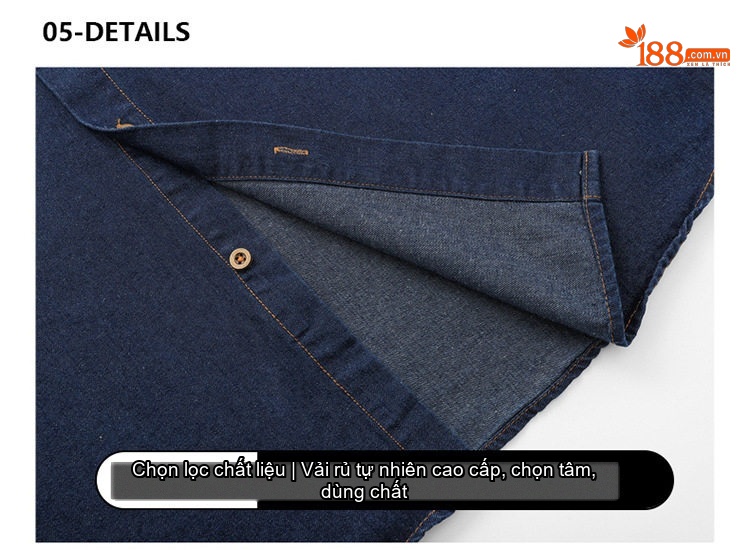 Áo Sơ Mi Tay Dài Nam Kiểu Jacket Cổ Bẻ Denim Màu Xanh Dương, Xanh Đậm chi tiết 15
