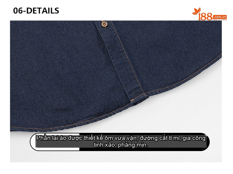 Áo Sơ Mi Tay Dài Nam Kiểu Jacket Cổ Bẻ Denim Màu Xanh Dương, Xanh Đậm chi tiết 16