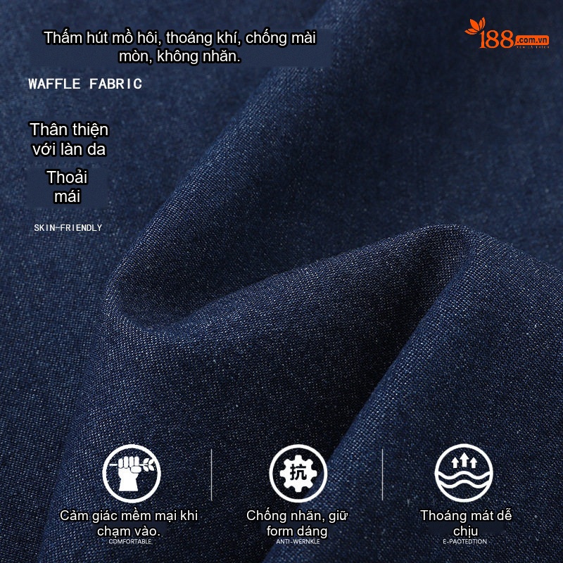Áo Sơ Mi Tay Dài Nam Kiểu Jacket Cổ Bẻ Denim Màu Xanh Dương, Xanh Đậm