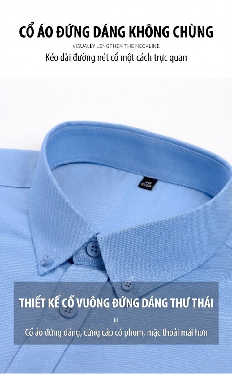 Áo Sơ Mi Tay Dài Nam Modal Cotton Không Nhăn Công Sở Màu Xanh, Trắng, Hồng, Xám chi tiết 7