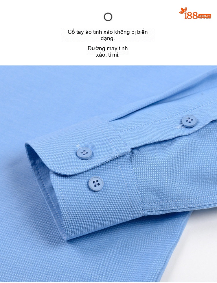 Áo Sơ Mi Tay Dài Nam Modal Cotton Không Nhăn Công Sở Màu Xanh, Trắng, Hồng, Xám chi tiết 8