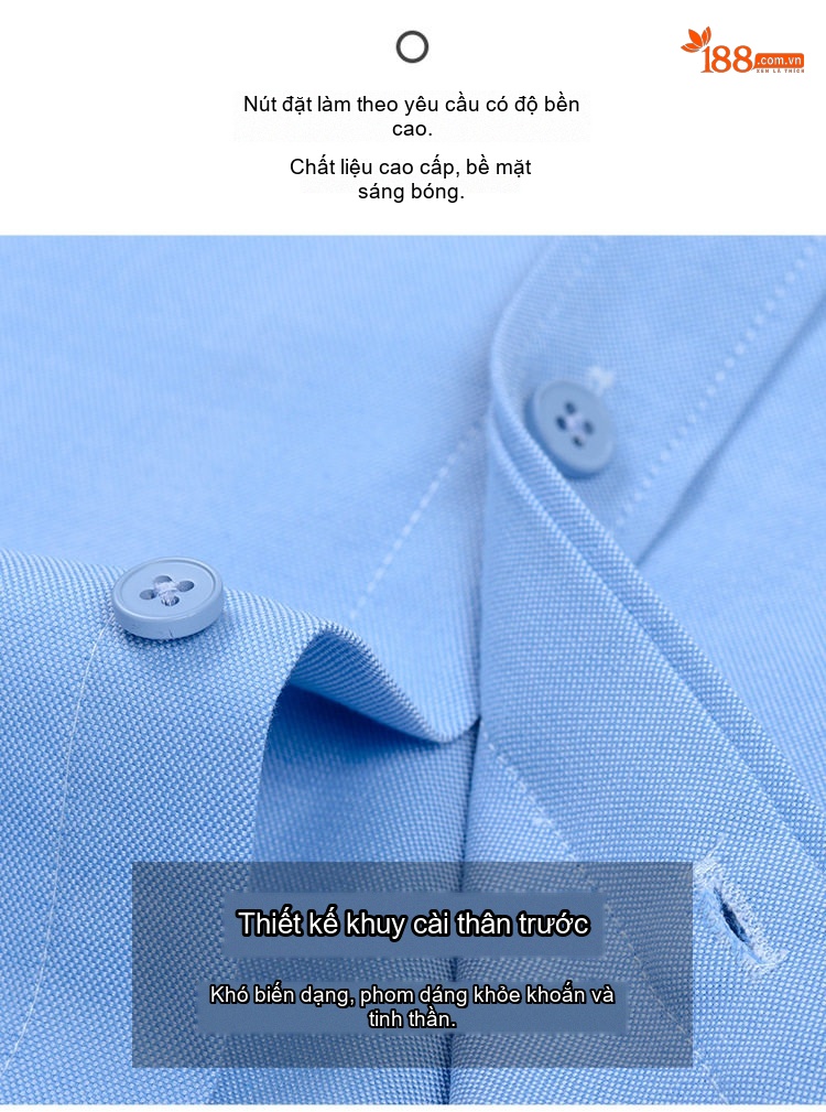Áo Sơ Mi Tay Dài Nam Modal Cotton Không Nhăn Công Sở Màu Xanh, Trắng, Hồng, Xám chi tiết 9