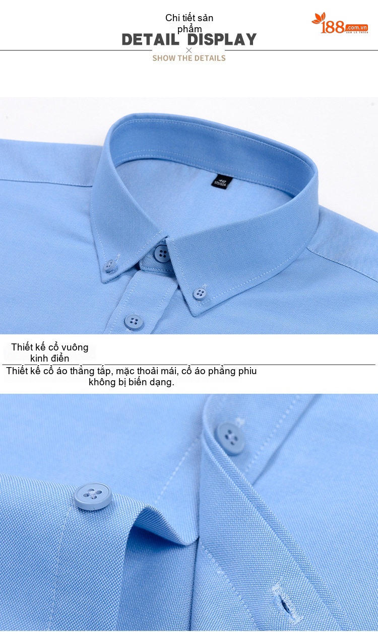 Áo Sơ Mi Tay Dài Nam Modal Cotton Không Nhăn Công Sở Màu Xanh, Trắng, Hồng, Xám chi tiết 13
