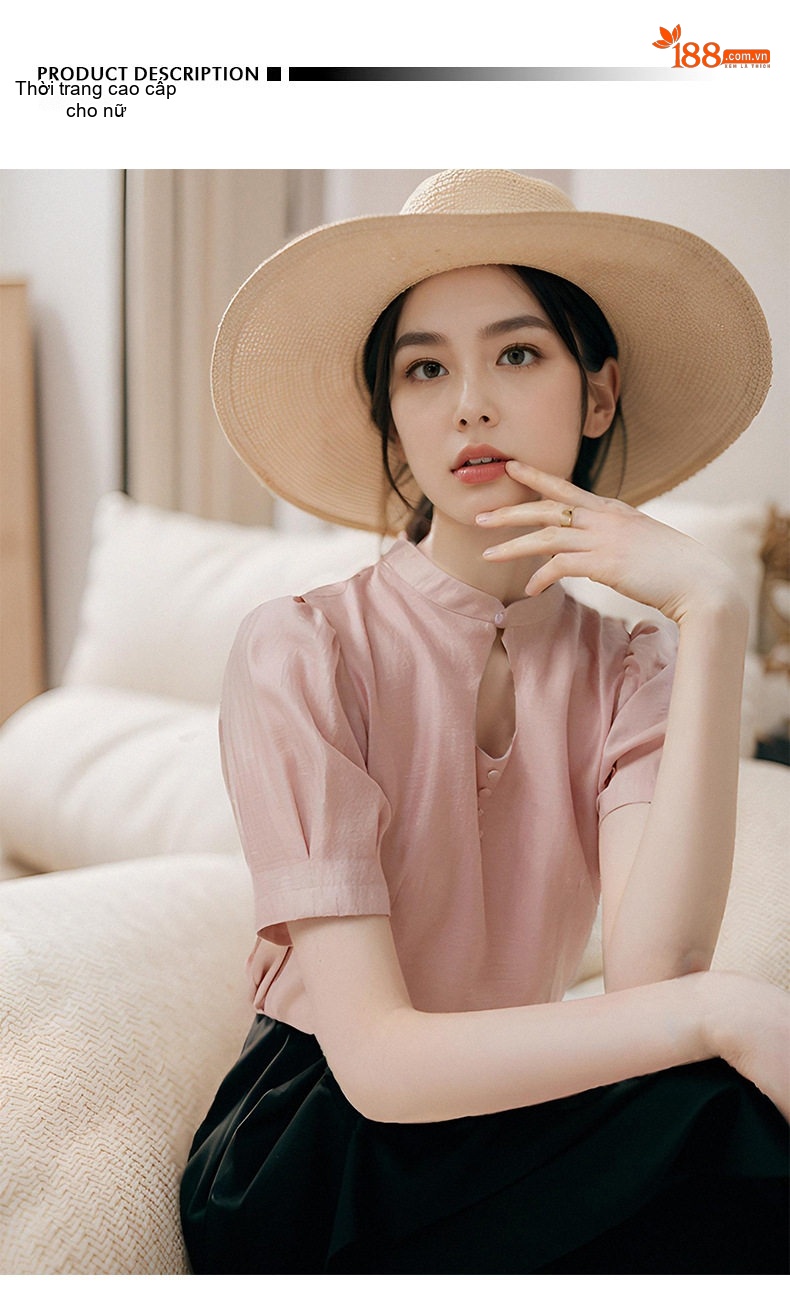 Áo Sơ Mi Tay Ngắn Cổ Tàu Thiết Kế Phong Cách Trung Hoa Hiện Đại Màu Kem, Hồng chi tiết 1