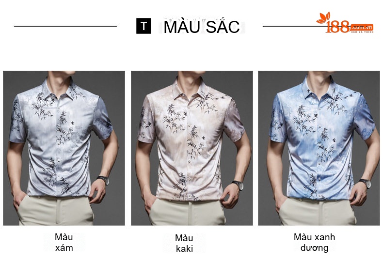 Áo Sơ Mi Tay Ngắn Nam Họa Tiết In Thời Trang Trung Niên Thoáng Khí chi tiết 2