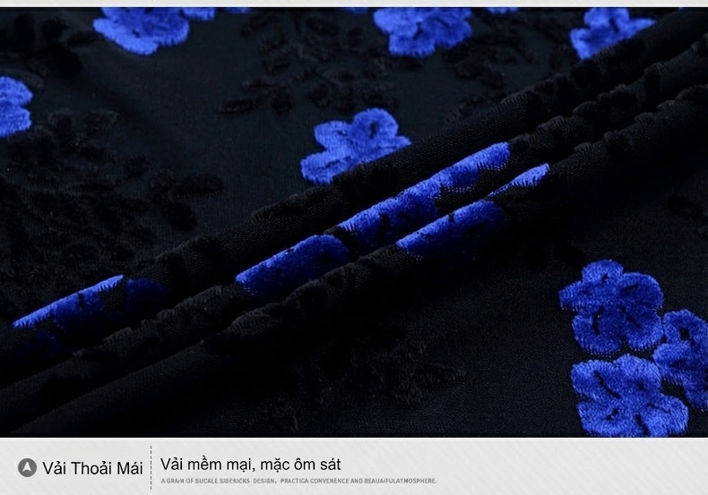 Áo Sơ Mi Tay Ngắn Nam Vải Nhung Gân Hoa Văn Hoa, Thân Hình Vừa Vặn Màu Đen, Xanh Dương, Đỏ chi tiết 18