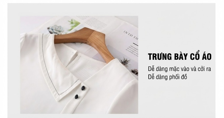 Áo Sơ Mi Tay Ngắn Nữ Cổ Điển Chất Liệu Voan Màu Trắng chi tiết 20