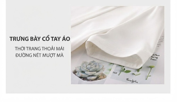 Áo Sơ Mi Tay Ngắn Nữ Cổ Điển Chất Liệu Voan Màu Trắng chi tiết 21