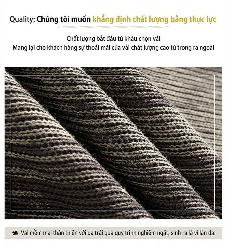 Áo Sweatshirt Nam Dệt Kim Dài Tay Cổ Tròn Phong Cách Vintage Màu Nâu, Đỏ chi tiết 2