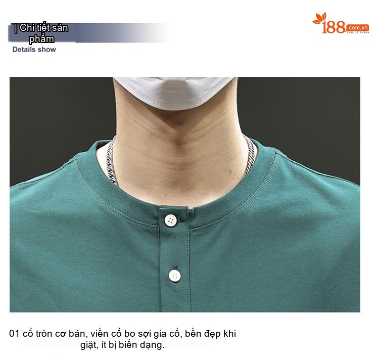 Áo Thun Dài Tay Nam Cổ Henry Form Rộng Màu Đen, Trắng, Xám, Xanh Lá chi tiết 26