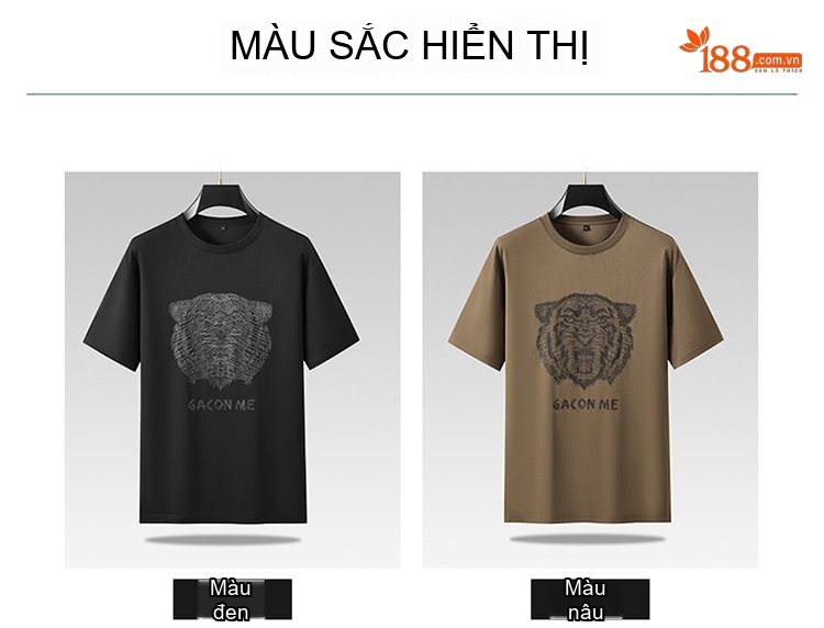 Áo Thun Nam Cổ Tròn Tay Ngắn In Hình Thời Trang Cotton Thoáng Mát Màu Đen, Xám, Xanh, Nâu... chi tiết 8