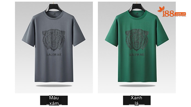 Áo Thun Nam Cổ Tròn Tay Ngắn In Hình Thời Trang Cotton Thoáng Mát Màu Đen, Xám, Xanh, Nâu... chi tiết 9