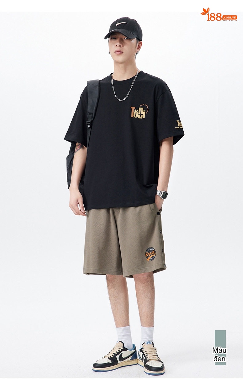 Áo Thun Nam Cotton Tay Ngắn Cổ Tròn In Hình Phong Cách Retro Màu Đen, Trắng, Xanh Navy chi tiết 17