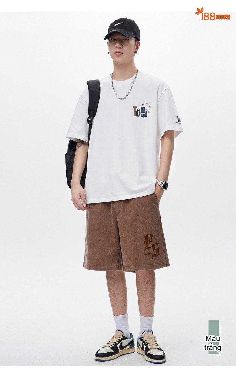 Áo Thun Nam Cotton Tay Ngắn Cổ Tròn In Hình Phong Cách Retro Màu Đen, Trắng, Xanh Navy chi tiết 21