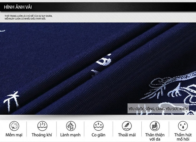 Áo Thun Nam Dài Tay Cotton Cổ Bẻ In Hình Rồng Màu Đỏ, Vàng, Xanh Navy chi tiết 2