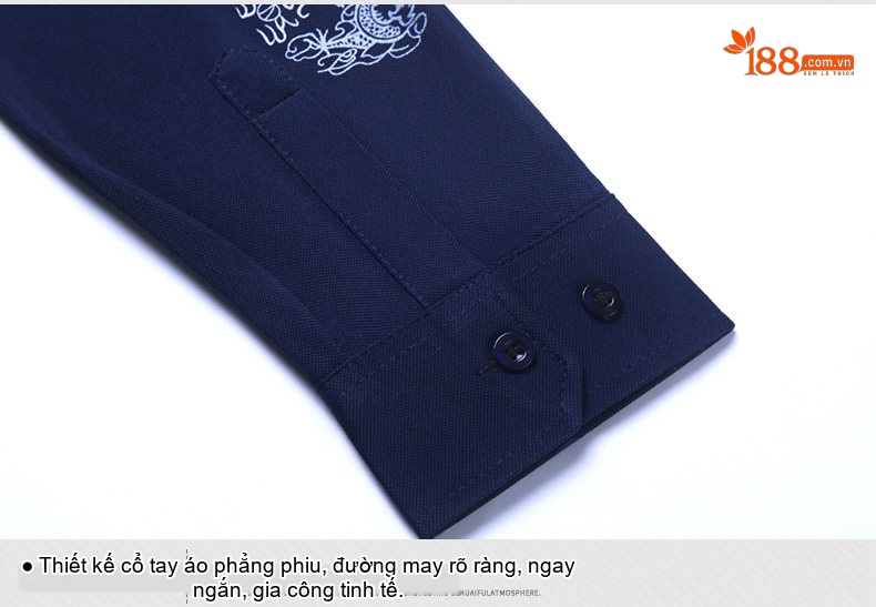 Áo Thun Nam Dài Tay Cotton Cổ Bẻ In Hình Rồng Màu Đỏ, Vàng, Xanh Navy chi tiết 20