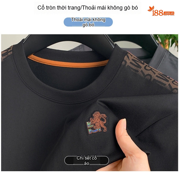 Áo Thun Nam Tay Ngắn Cổ Tròn Cotton Form Rộng Thoải Mái Màu Đen, Xám chi tiết 5