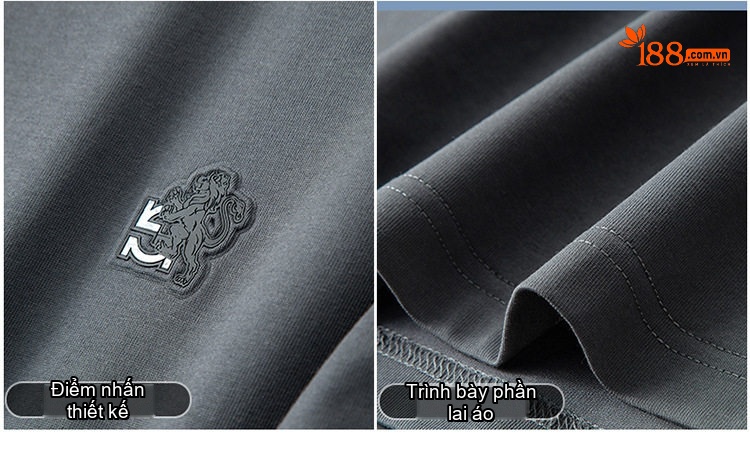 Áo Thun Nam Tay Ngắn Cổ Tròn Cotton Form Rộng Thoải Mái Màu Đen, Xám chi tiết 6