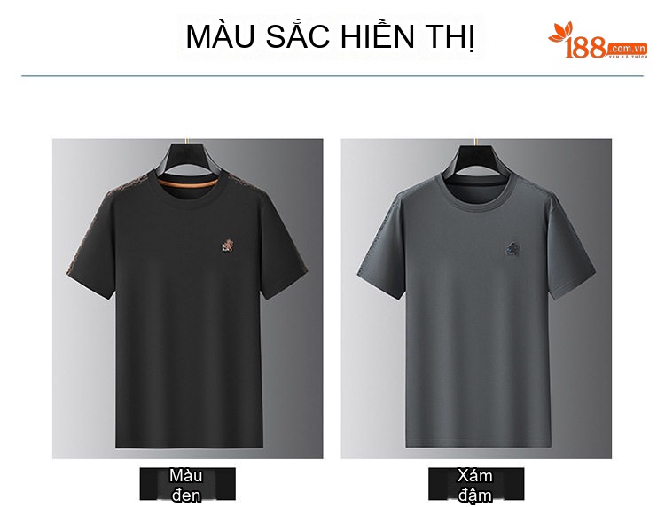 Áo Thun Nam Tay Ngắn Cổ Tròn Cotton Form Rộng Thoải Mái Màu Đen, Xám chi tiết 8