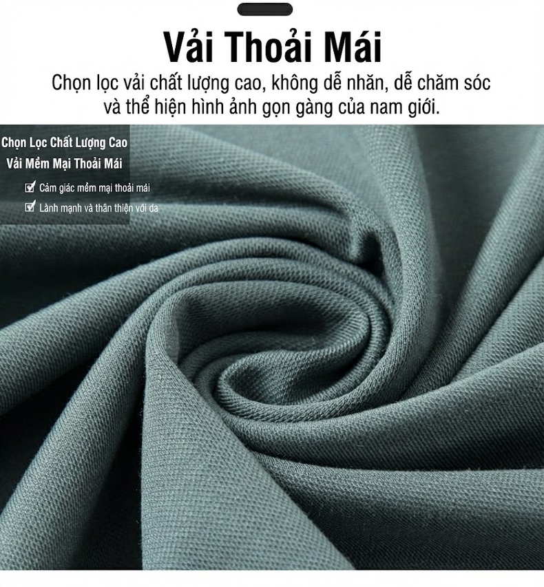 Áo Thun Nam Tay Ngắn Cổ Tròn Cotton Lụa Màu Xanh Rêu, Nâu, Trắng, Đen... chi tiết 2