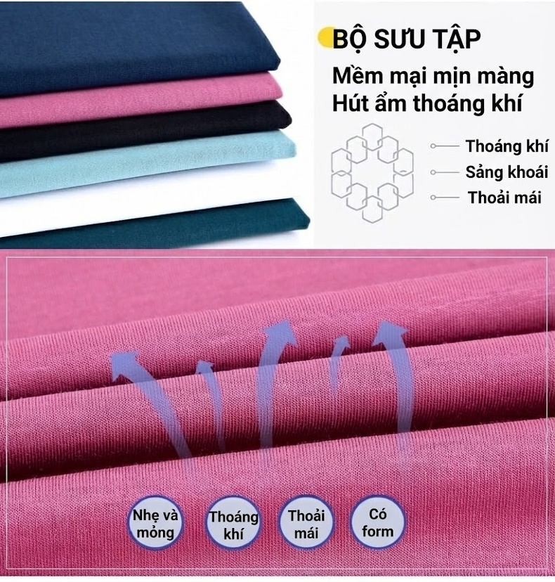 Áo Thun Nam Tay Ngắn Lụa Tơ Tằm Mùa Hè Thoải Mái Màu Trắng, Xanh, Hồng, Đen... chi tiết 3
