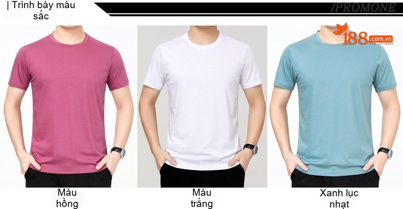 Áo Thun Nam Tay Ngắn Lụa Tơ Tằm Mùa Hè Thoải Mái Màu Trắng, Xanh, Hồng, Đen... chi tiết 7