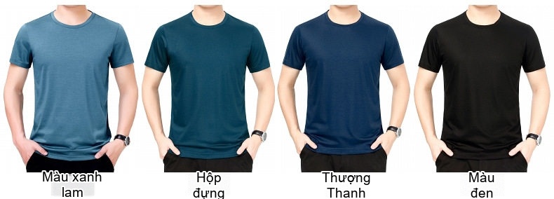 Áo Thun Nam Tay Ngắn Lụa Tơ Tằm Mùa Hè Thoải Mái Màu Trắng, Xanh, Hồng, Đen... chi tiết 8