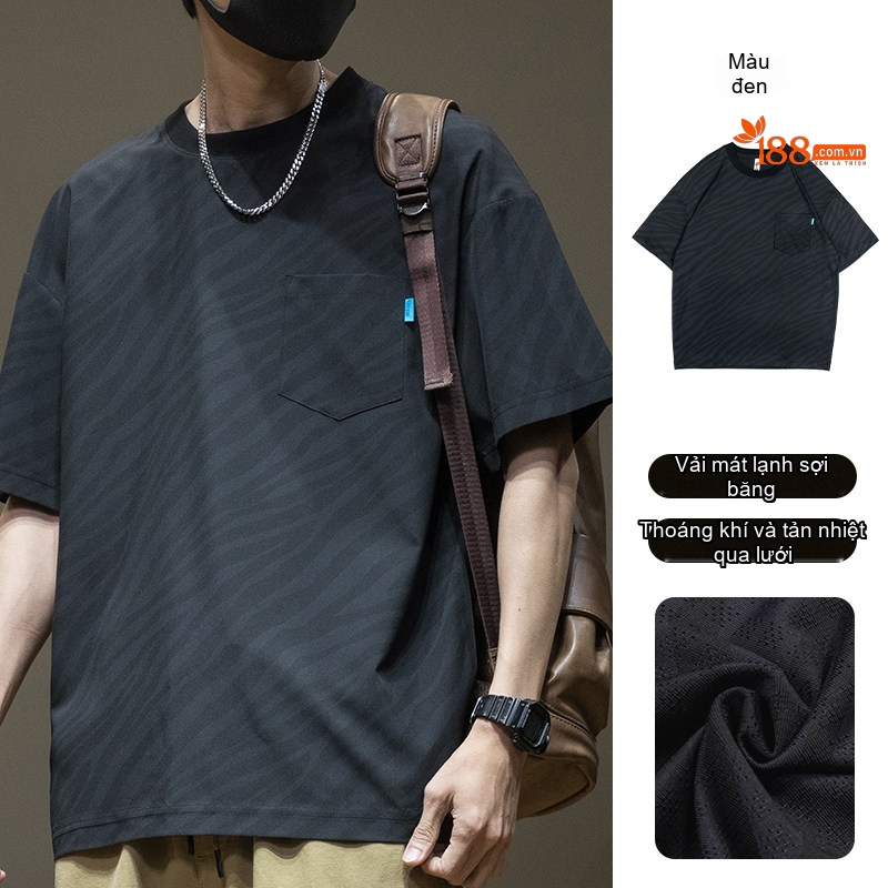 Áo Thun Nam Tay Ngắn Mỏng Nhẹ Khô Nhanh Nylon Polyester Spandex Form Rộng Màu Đen, Xám, Xanh Lá