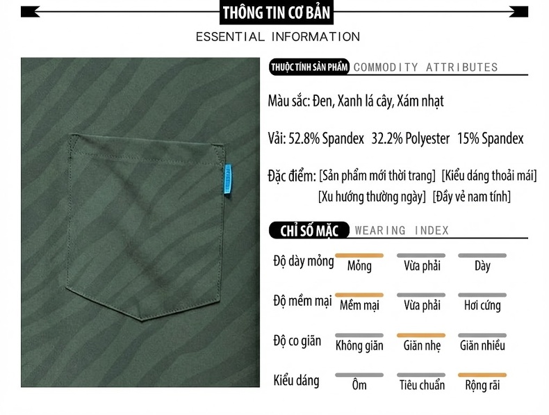 Áo Thun Nam Tay Ngắn Mỏng Nhẹ Khô Nhanh Nylon Polyester Spandex Form Rộng Màu Đen, Xám, Xanh Lá chi tiết 2