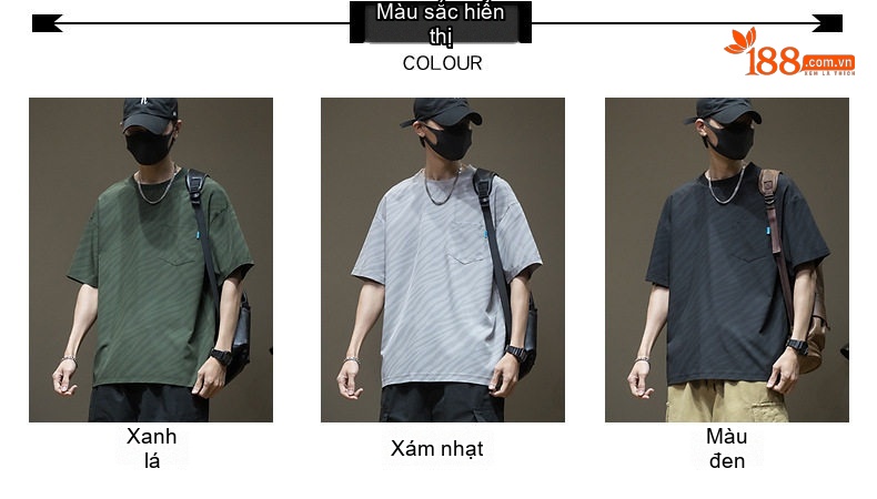 Áo Thun Nam Tay Ngắn Mỏng Nhẹ Khô Nhanh Nylon Polyester Spandex Form Rộng Màu Đen, Xám, Xanh Lá chi tiết 3