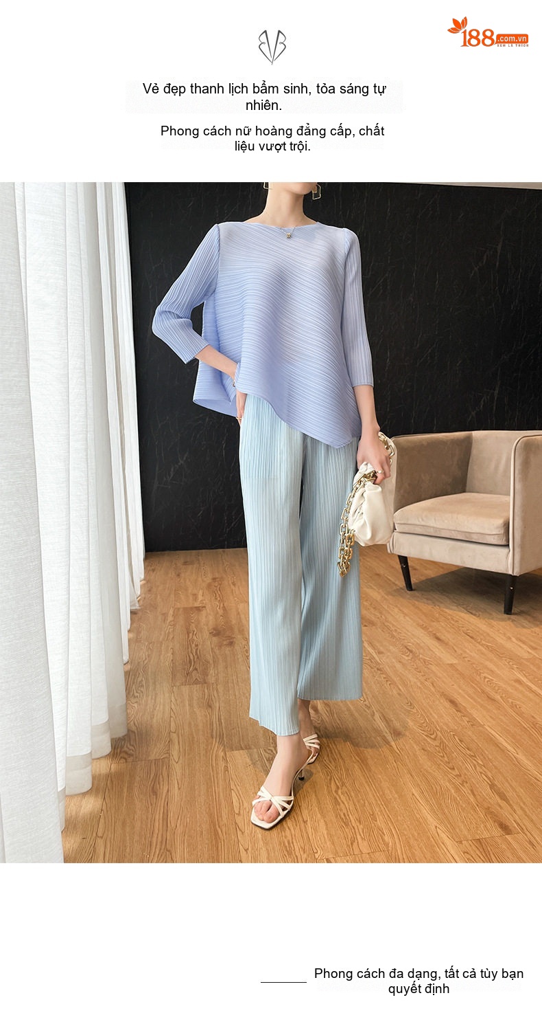 Áo Thun Nữ Dài Tay Thiết Kế Nếp Gấp Phong Cách Ins, Thoáng Mát Màu Xanh, Hồng, Vàng, Đen... chi tiết 5