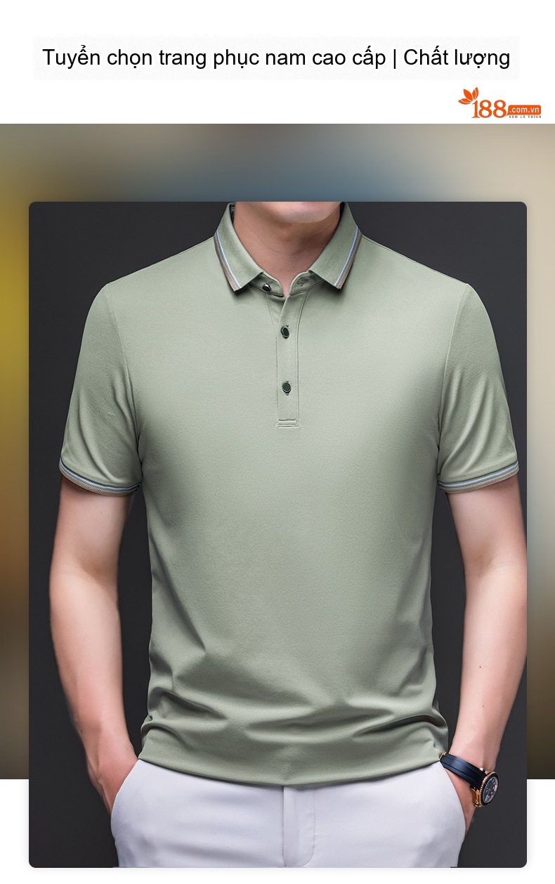 Áo Thun Polo Nam Cổ Bẻ Tay Ngắn Cotton Phong Cách Hàn Quốc Màu Đen, Trắng, Xanh, Xám... chi tiết 1