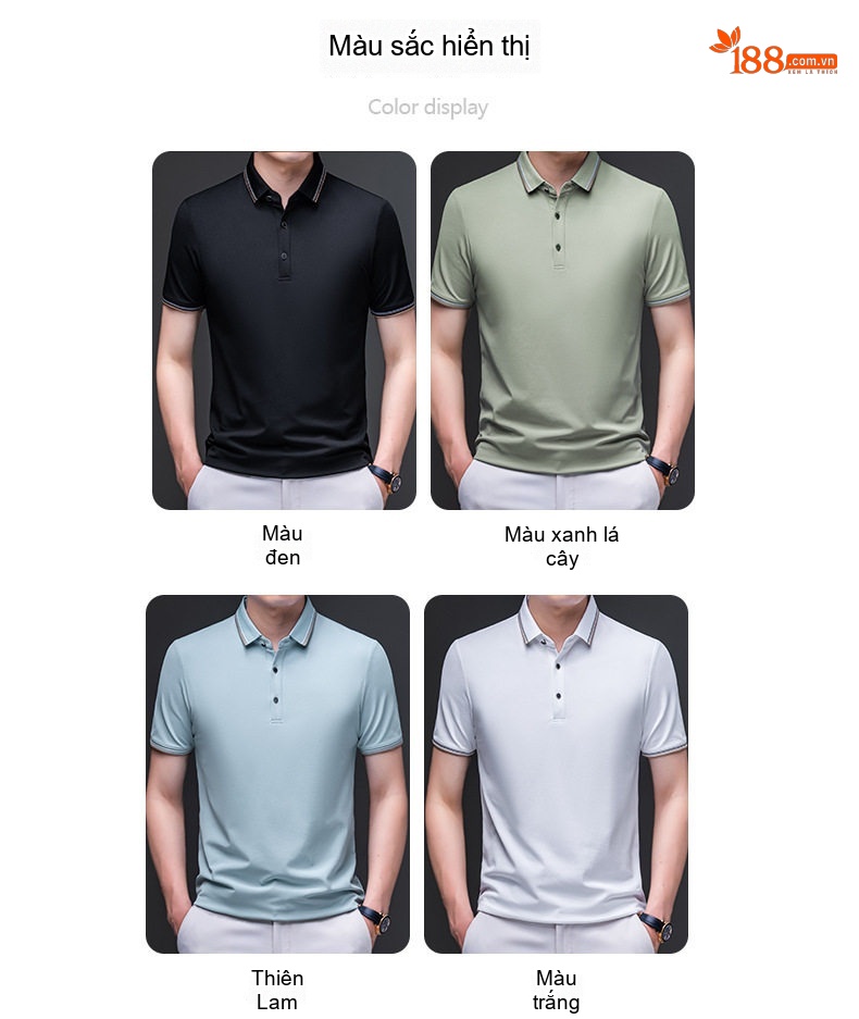 Áo Thun Polo Nam Cổ Bẻ Tay Ngắn Cotton Phong Cách Hàn Quốc Màu Đen, Trắng, Xanh, Xám... chi tiết 3