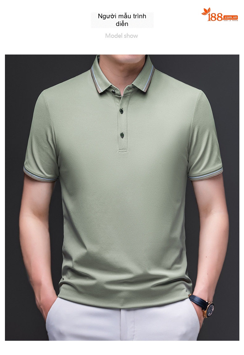 Áo Thun Polo Nam Cổ Bẻ Tay Ngắn Cotton Phong Cách Hàn Quốc Màu Đen, Trắng, Xanh, Xám... chi tiết 4