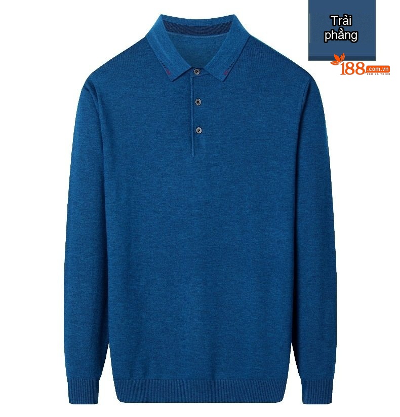 Áo Thun Polo Nam Dài Tay Dệt Kim Cotton Lông Cừu Mềm Mại Màu Đen, Xám, Đỏ, Xanh Navy... chi tiết 82
