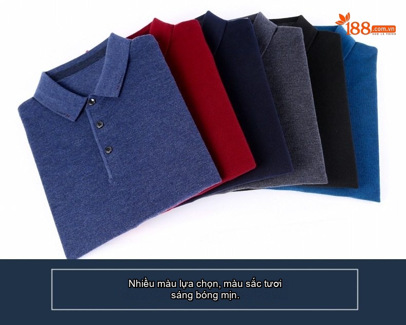 Áo Thun Polo Nam Dài Tay Dệt Kim Cotton Lông Cừu Mềm Mại Màu Đen, Xám, Đỏ, Xanh Navy... chi tiết 83