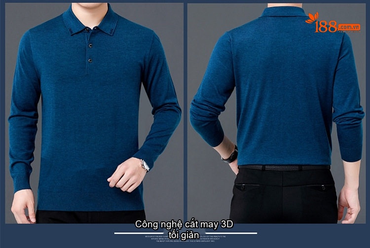 Áo Thun Polo Nam Dài Tay Dệt Kim Lông Dê Miễn Nhăn Phong Cách Doanh Nhân Màu Đen, Xám, Đỏ, Xanh... chi tiết 16