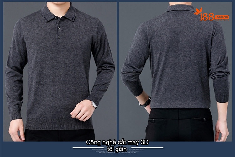 Áo Thun Polo Nam Dài Tay Dệt Kim Lông Dê Miễn Nhăn Phong Cách Doanh Nhân Màu Đen, Xám, Đỏ, Xanh... chi tiết 20