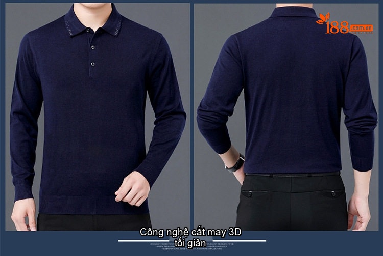 Áo Thun Polo Nam Dài Tay Dệt Kim Lông Dê Miễn Nhăn Phong Cách Doanh Nhân Màu Đen, Xám, Đỏ, Xanh... chi tiết 28
