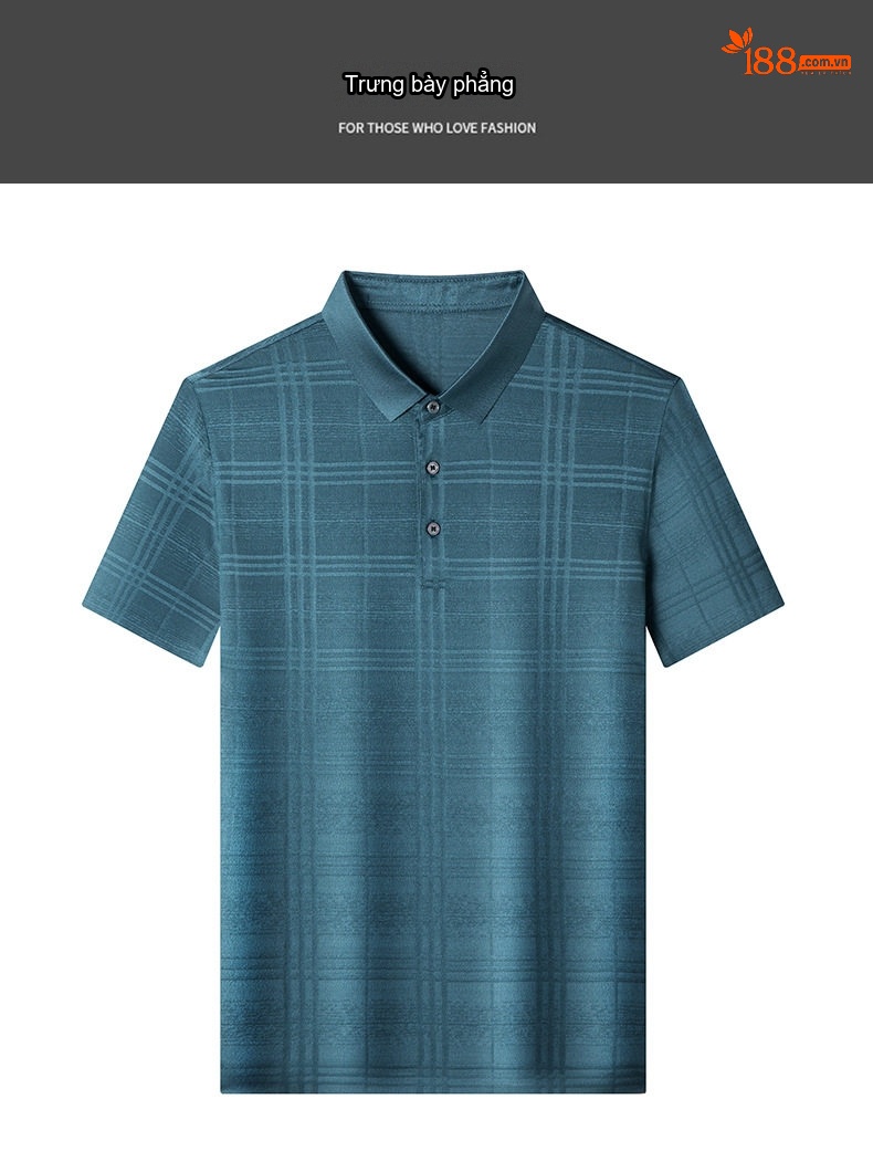Áo Thun Polo Nam Lụa Tằm Cao Cấp Tay Ngắn Họa Tiết Caro Màu Đỏ Tía, Xanh Lam, Xanh Lá chi tiết 7