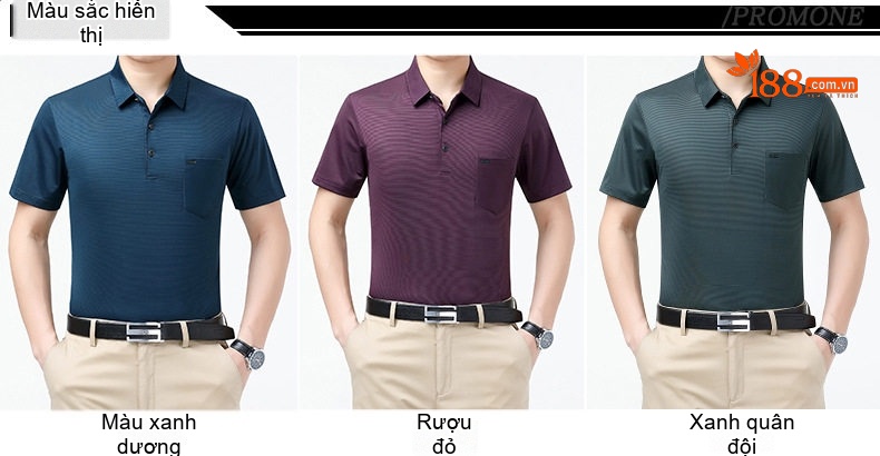 Áo Thun Polo Nam Lụa Tằm Tơ Mùa Hè Dáng Rộng Không Nhăn Màu Xanh Dương, Tím, Xám chi tiết 7