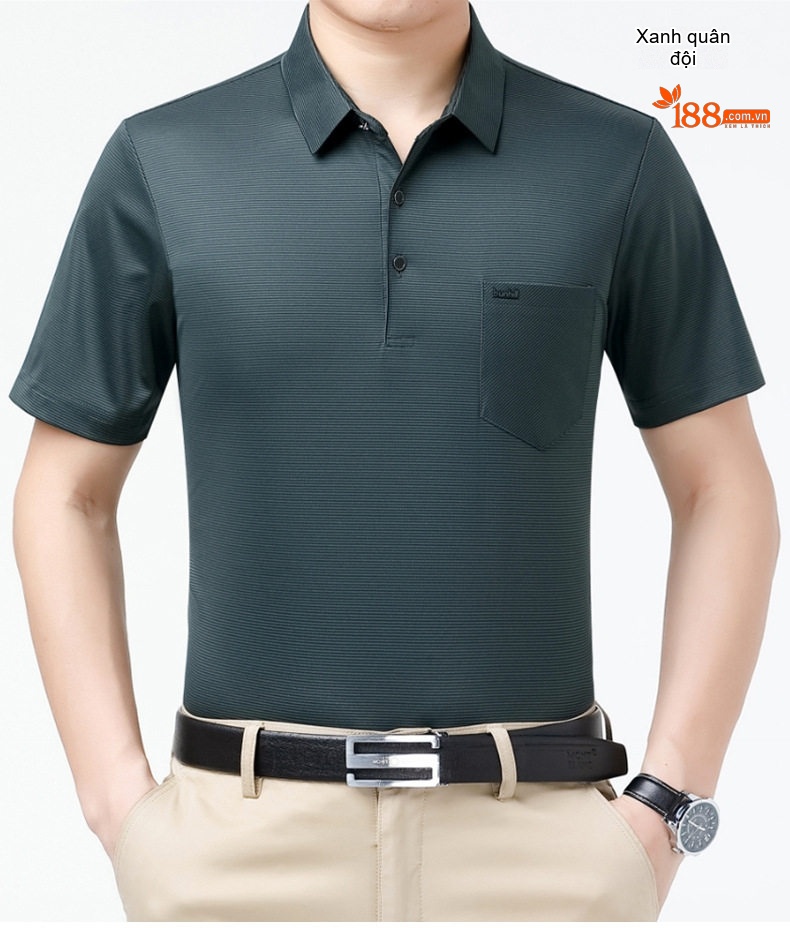 Áo Thun Polo Nam Lụa Tằm Tơ Mùa Hè Dáng Rộng Không Nhăn Màu Xanh Dương, Tím, Xám chi tiết 18
