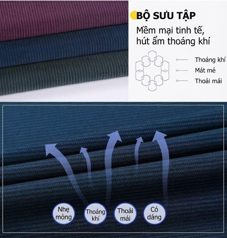 Áo Thun Polo Nam Lụa Tằm Tơ Mùa Hè Dáng Rộng Không Nhăn Màu Xanh Dương, Tím, Xám chi tiết 3