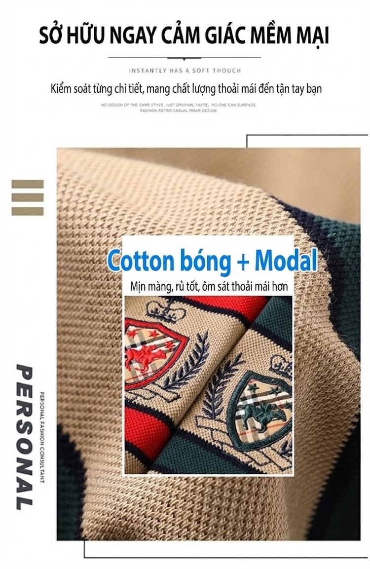 Áo Thun Polo Nam Sọc Ngang Cổ Bẻ Tay Ngắn Size Lớn Vải Dệt Màu Be, Đỏ chi tiết 1
