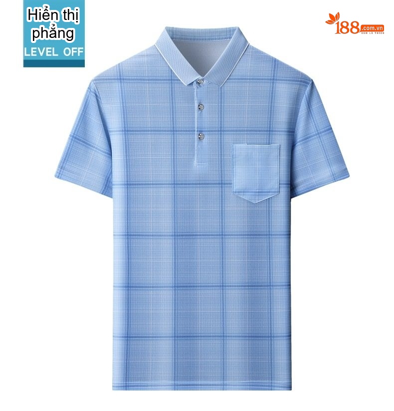 Áo Thun Polo Nam Sợi Tằm Lụa Họa Tiết Kẻ Sọc Cộc Tay Phong Cách Trung Niên Màu Xanh Dương, Tím chi tiết 25
